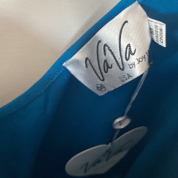 VaVa Appliqued Elephant, Blue Tunic Top, Angel Sleeve Poncho with Fringe, Size M - Picture 5 of 8